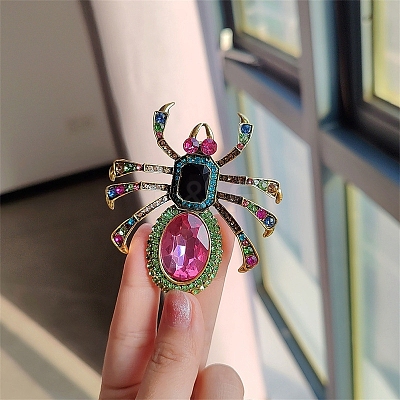 Spider Alloy Rhinestone Brooches for Backpack Clothes PW-WGAC6BD-01-1