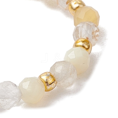 Natural Rutilated Quartz Beaded Stretch Rings RJEW-JR00867-05-1