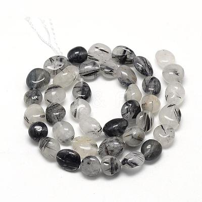 Natural Black Rutilated Quartz Beads Strands G-R445-8x10-18-1