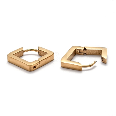 304 Stainless Steel Rhombus Huggie Hoop Earrings STAS-H156-08G-1
