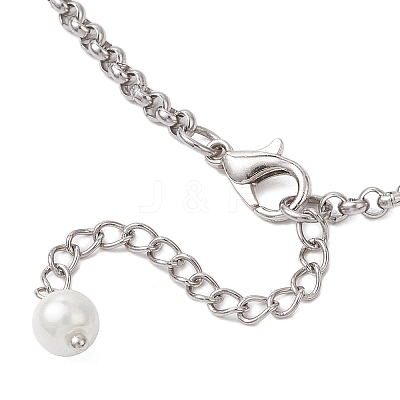 3Pcs 3 Colors Round Glass Beaded Bib 304 Stainless Steel Rolo Chain Necklaces NJEW-JN05359-1