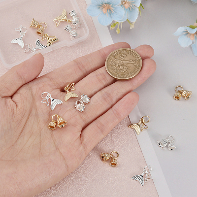 16Pcs 4 Styles Rack Plating Brass Pendants KK-CA0002-55-1