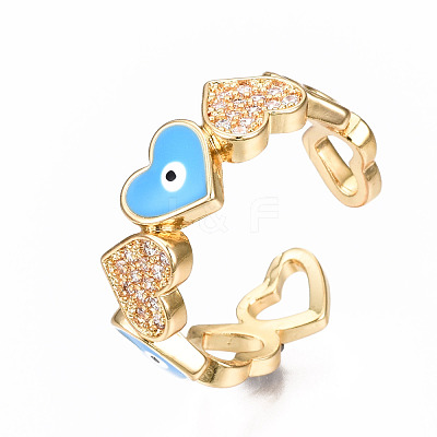 Brass Micro Pave Clear Cubic Zirconia Cuff Rings RJEW-N035-013-NF-1