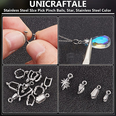 16Pcs 4 Styles 304 Stainless Steel SIce Pick Pinch Bails STAS-UN0059-73P-1