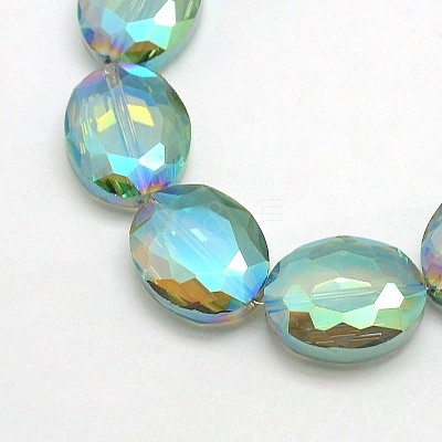 Faceted Electroplate Crystal Glass Oval Beads Strands EGLA-F059B-10-1