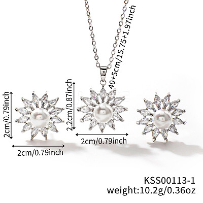 Chic Geometric Brass Rhinestones Stud Earrings & Necklaces for Woemn RP4250-1-1