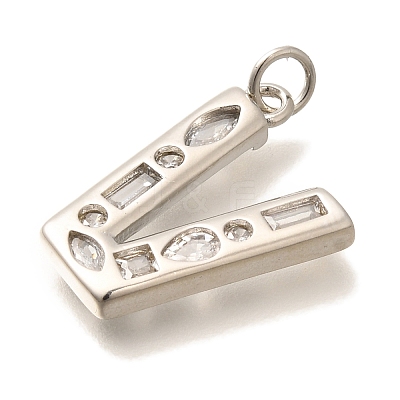 Brass Micro Pave Clear Cubic Zirconia Pendants KK-G521-01P-V-1