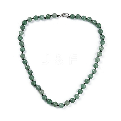 8mm Faceted Round Natural Green Aventurine Beaded Necklaces NJEW-F327-01A-02-1