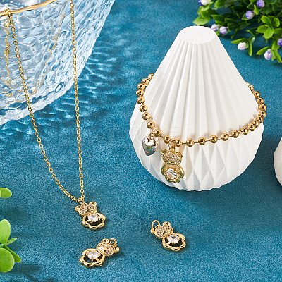 2Pcs Brass Micro Pave Cubic Zirconia Pendants KK-TA0002-81D-1