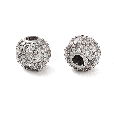 Round Brass Micro Pave Cubic Zirconia Beads ZIRC-N016-01P-4MM-1