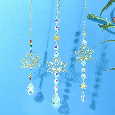 3Pcs Brass Lotus Hanging Ornaments AJEW-CJC0020-001G-1