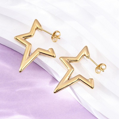 304 Stainless Steel Star Stud Earrings EJEW-B108-17G-1