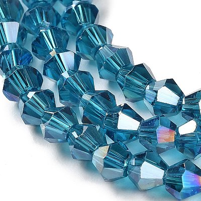 Transparent Electroplate Glass Beads Strands EGLA-A039-T6mm-B01-1