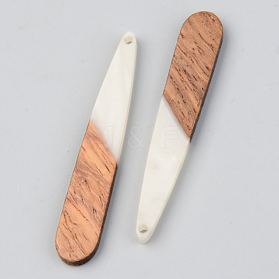 Opaque Resin & Walnut Wood Pendants X-RESI-S389-039A-C04-1