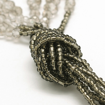 Glass Bead Lariat Necklaces X-NJEW-O059-04K-1