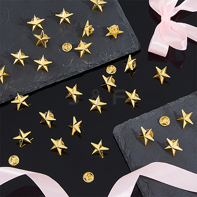 30Pcs Zinc Alloy Star Brooches FIND-FH0011-52G-1
