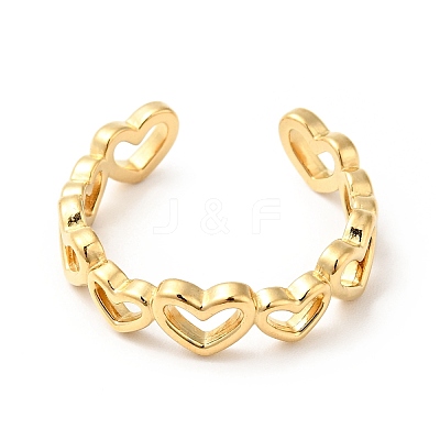 Ion Plating(IP) 304 Stainless Steel Heart Wrap Open Cuff Ring RJEW-I085-04G-1