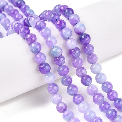 Dyed Natural White Jade Beads Strands G-T138-6mm-210-5-1