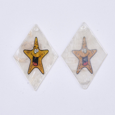 Printed Capiz Shell Pendants X-SHEL-T016-08K-1