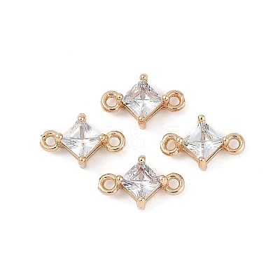 Brass Pave Glass Rhombus Links Connector Charms X1-GLAA-Q088-001E-1