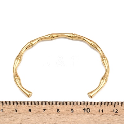 304 Stainless Steel Bamboo Joint Cuff Bangles for Women BJEW-G759-09G-1