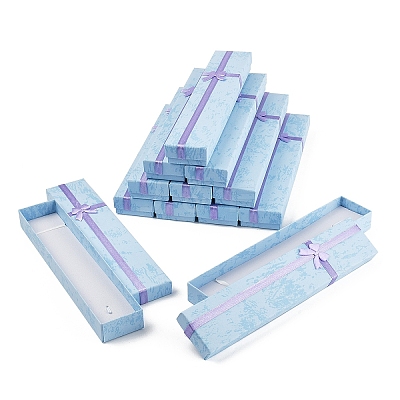 Cardboard Jewelry Necklace Boxes with Bowknot CON-YWC0006-01B-1