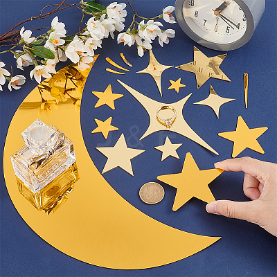 Star Acrylic Mirror Wall Stickers DIY-PH0017-37A-1