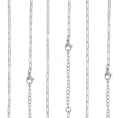 10Pcs 667 Stainless Steel Paperclip Chain Necklaces NJEW-BBC0001-48A-P-1