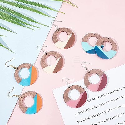 DIY Walnut Wooden Dangle Earring Making Kits DIY-OC0006-62-1
