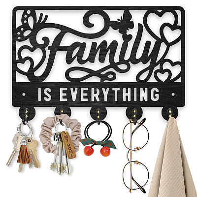 Wood & Iron Wall Mounted Hangers HJEW-WH0055-227-1