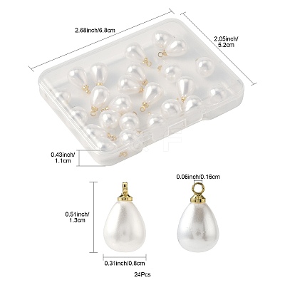 24Pcs ABS Plastic Imitation Pearl Pendants KK-FS0001-77-1