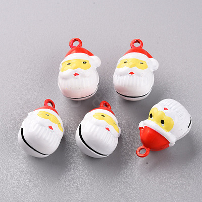 Christmas Baking Paint Brass Bell Pendants KKB-S002-008-1