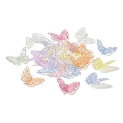 UV Plating Transparent Rainbow Iridescent Acrylic Beads LACR-R001-09A-1