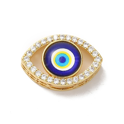 Rack Plating Brass Cubic Zirconia Beads KK-G504-21G-1