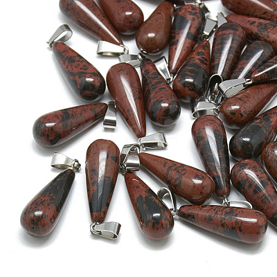 Natural Mahogany Obsidian Pendants G-T081-09-1