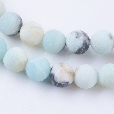 Frosted Natural Flower Amazonite Round Bead Strands X-G-E334-6mm-09-1