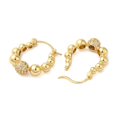 Brass Micro Pave Clear Cubic Zirconia Hoop Earrings EJEW-G399-02G-1