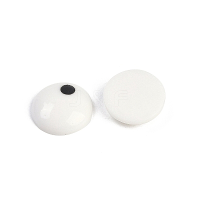 White and Black Flat Round Cartoon Resin Cabochons LS-CRES-Q009-01K-1