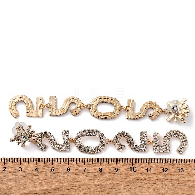 Brass Rhinestone Stud Earrings EJEW-Q012-02G-1