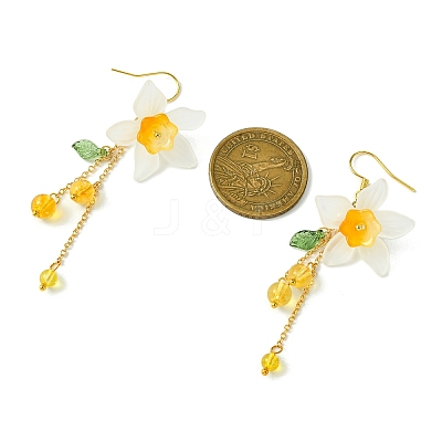 3 Pairs Acrylic & Brass Dangle Earrings for Women EJEW-TA00566-1