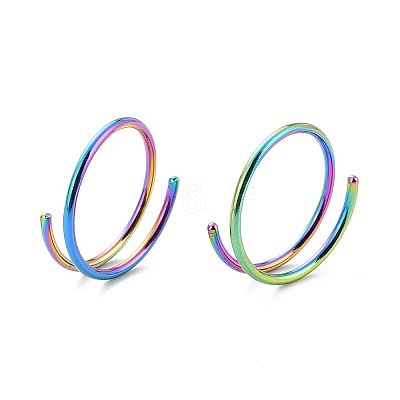 Rainbow Color Double Nose Ring for Single Piercing LS-AJEW-C010-02M-03-1