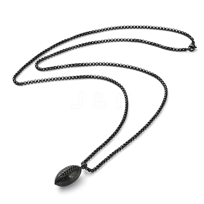 PVD Vacuum Plating 304 Stainless Steel Rugby Pendant Necklaces NJEW-Z023-02EB-1