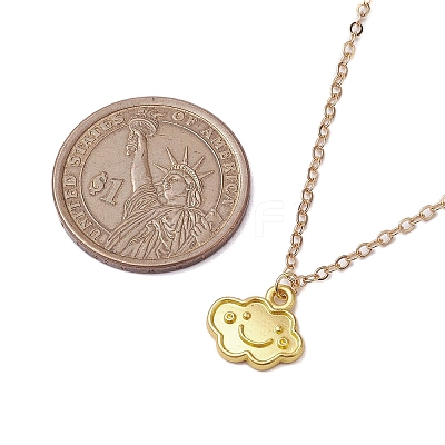 Cloud Face Alloy with Brass Pendant Necklaces NJEW-JN04907-1