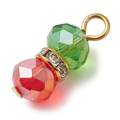 Brass Rhinestone & Glass Pendants PALLOY-JF03001-1