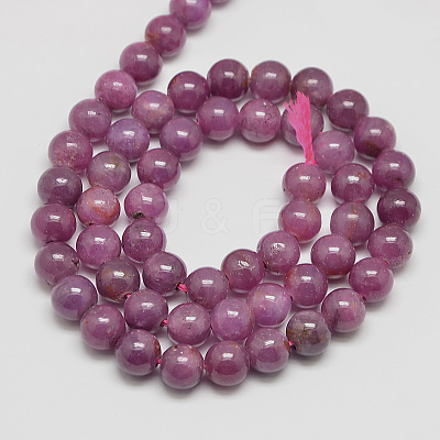Natural Gemstone Ruby Round Beads Strands G-O017-6mm-06-1