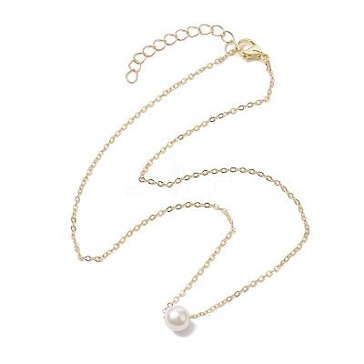 Round Acrylic Imitated Pearl Pendant Necklaces NJEW-JN04777-1