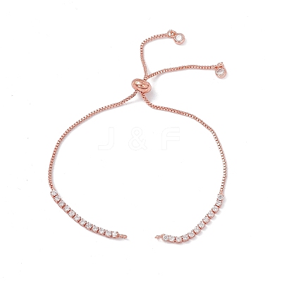 Brass Rhinestone Tennis Slider Bracelet Makings KK-E068-VD015-3-1
