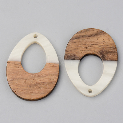 Opaque Resin & Walnut Wood Pendants RESI-S389-014A-C04-1