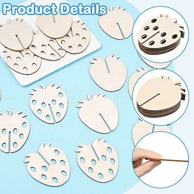 24Pcs 2 Styles Unfinished Wood Strawbeery Ornaments WOOD-SC0002-26-1