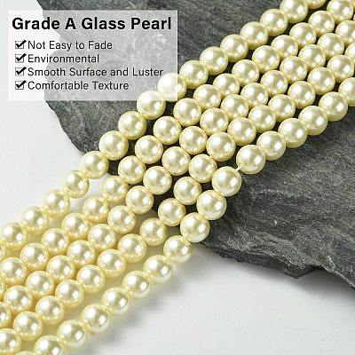 Eco-Friendly Glass Pearl Beads Strands HY-A008-8mm-RB003-1